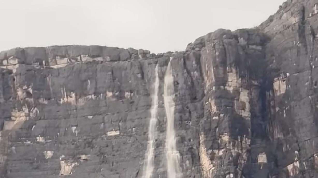 A canyon wall in a Texas national park featured a waterfall after a big storm. The video was captured this April.