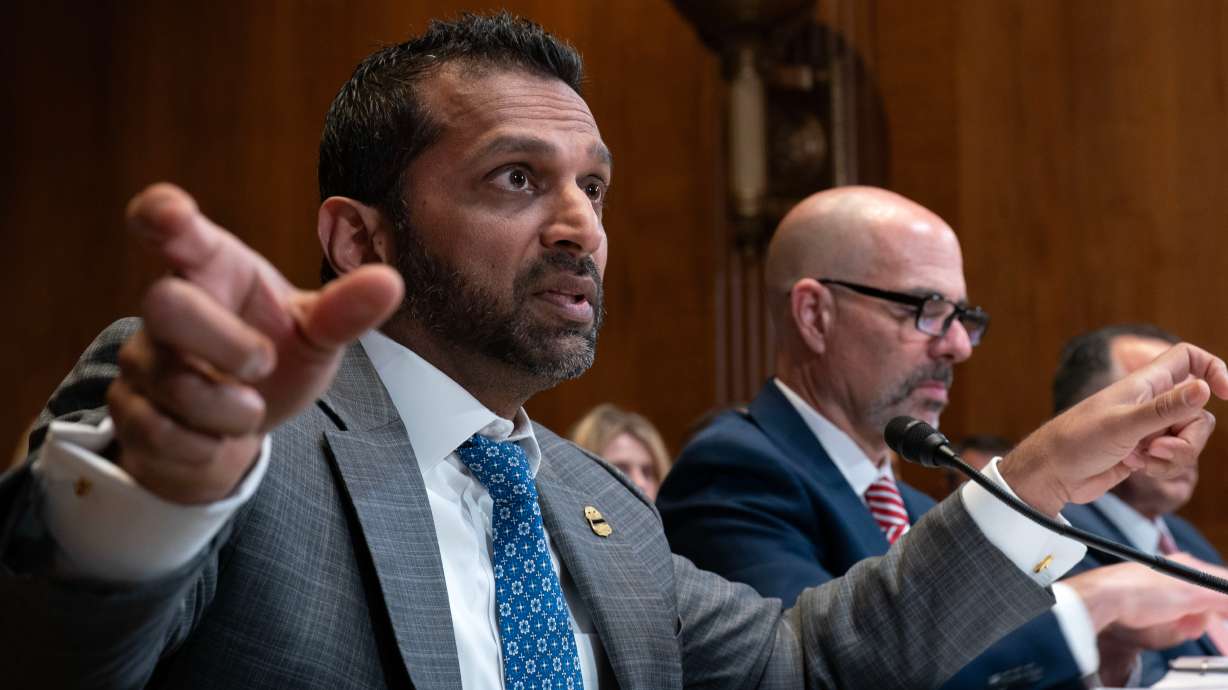 FBI director Kash Patel testifies before a Senate subcommittee on Capitol Hill, Tuesday, in Washington. Patel took an exclusive "VIP snorkel" around the USS Arizona in an outing coordinated by the military when he was in Hawaii last year, emails show.