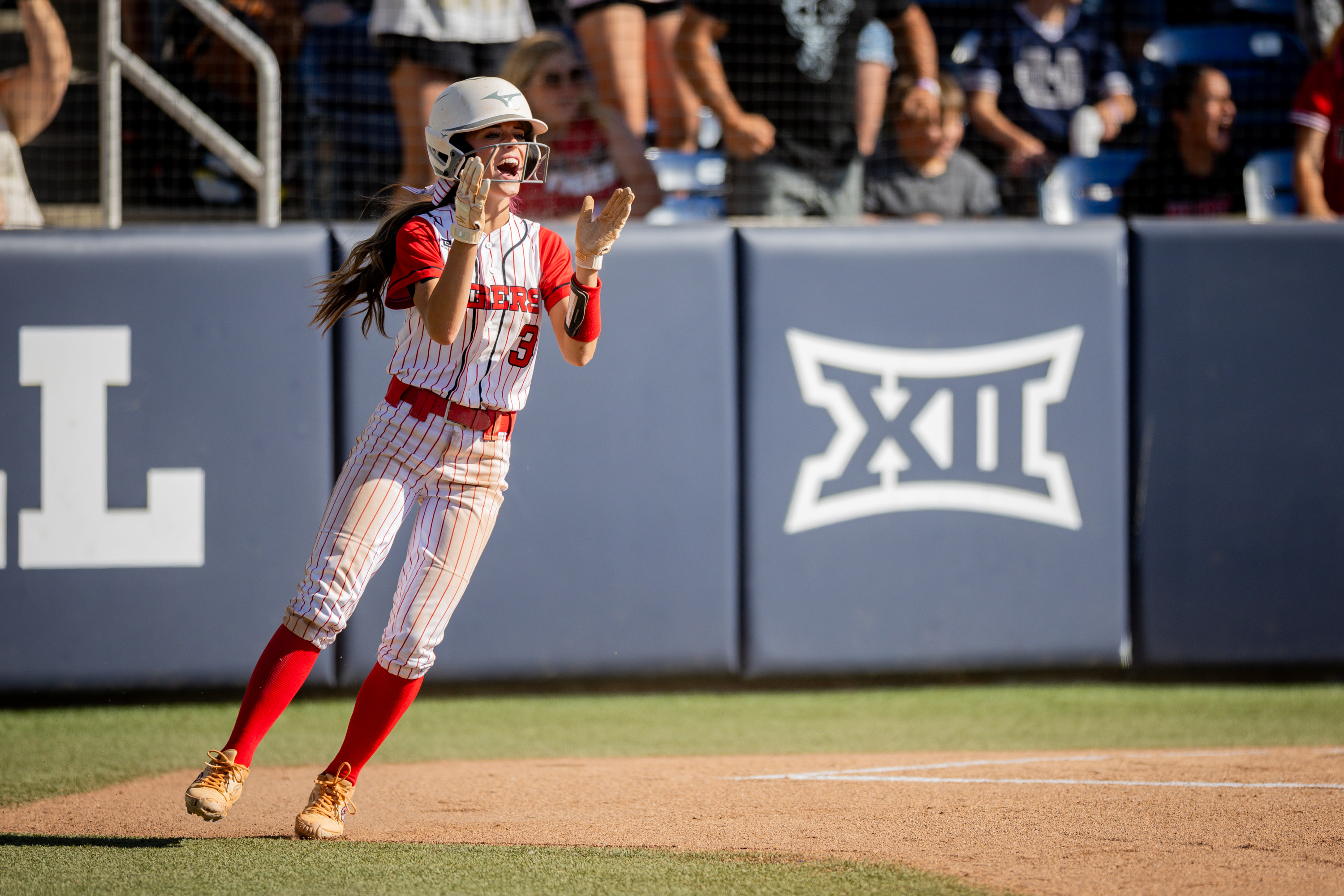 Milford Tigers' Jaidyn McMullin (3) scores a run during Game 2 of 2 in a 1A softball state championship game series against Altamont held at the Gail Miller Field in Provo on Saturday, May 9, 2026.