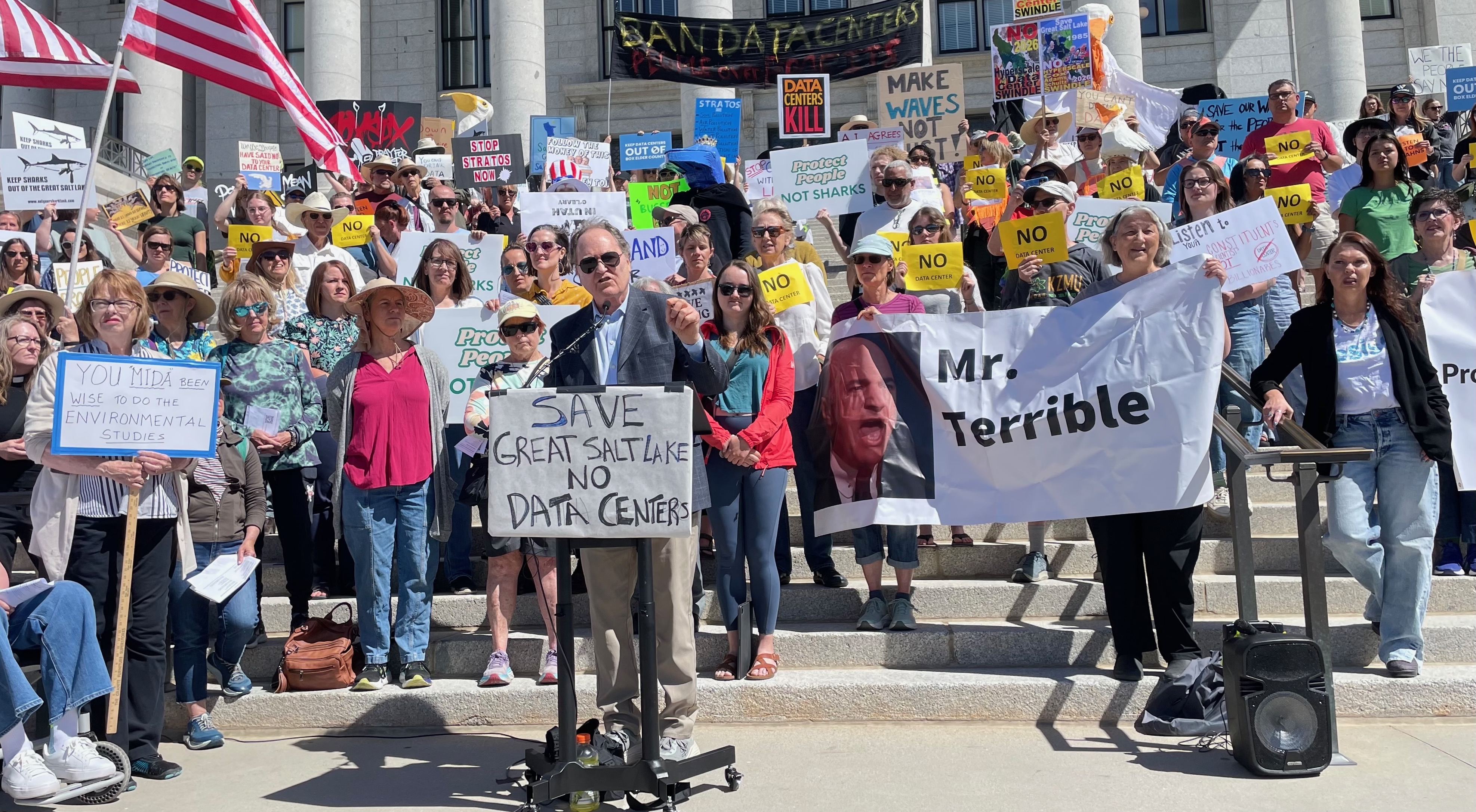Hundreds gather at Capitol to rally against Box Elder data center proposal