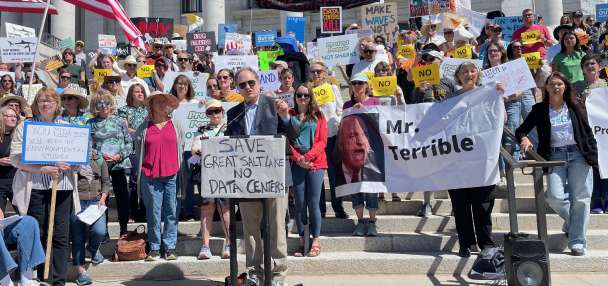 Hundreds gather at Capitol to rally against Box Elder data center proposal