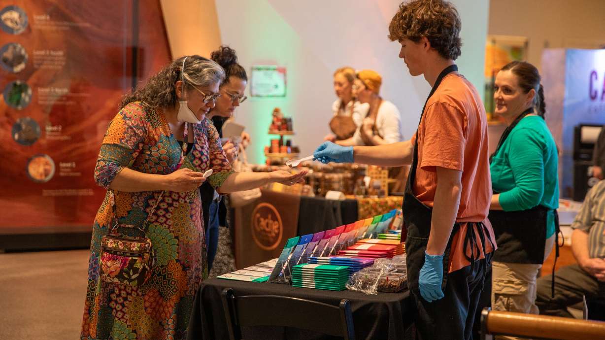 Guests sample chocolate at the Utah Food Festival. The festival is back this weekend at the museum.