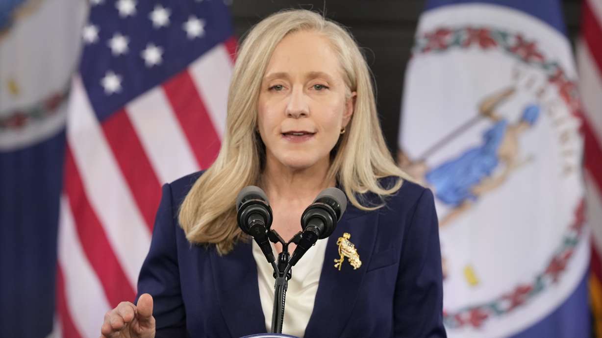 Virginia Gov. Abigail Spanberger delivers the Democratic response to President Donald Trump's State of the Union address, Feb. 24, in Williamsburg, Va. Gun-rights groups have sued to block new legislation signed by Spanberger targeting "assault firearms."