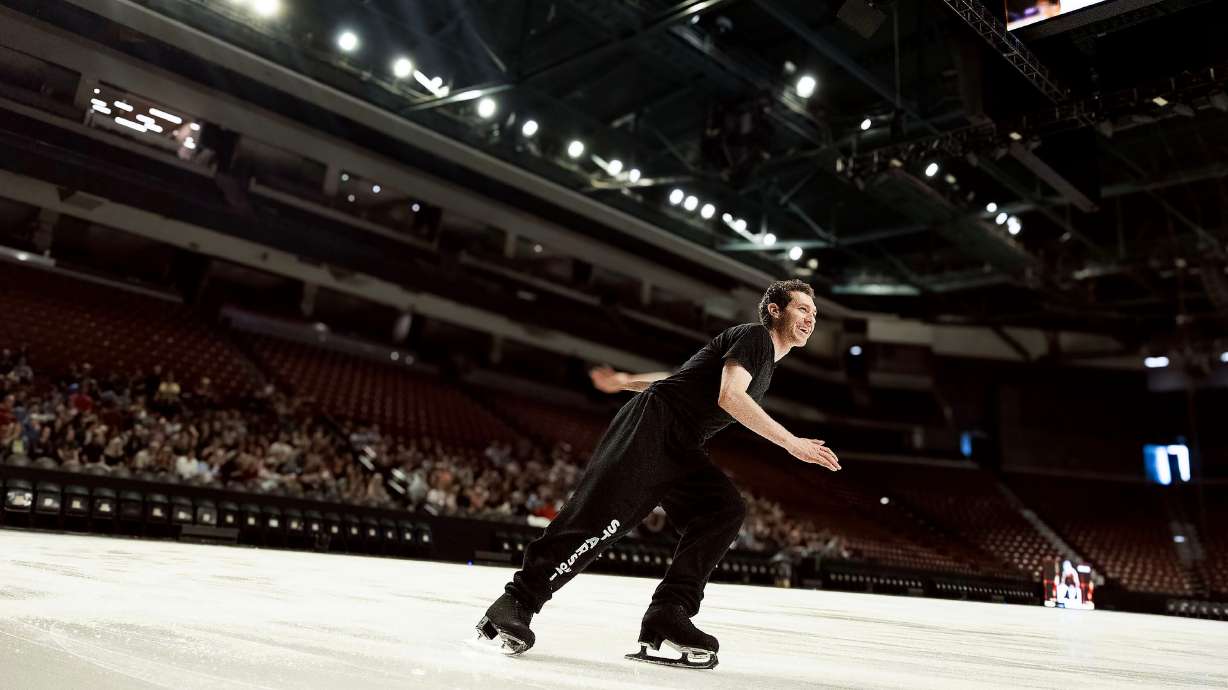 American figure skater Jason Brown practices for Stifel Stars on Ice at the Maverik Center in West Valley on Thursday.