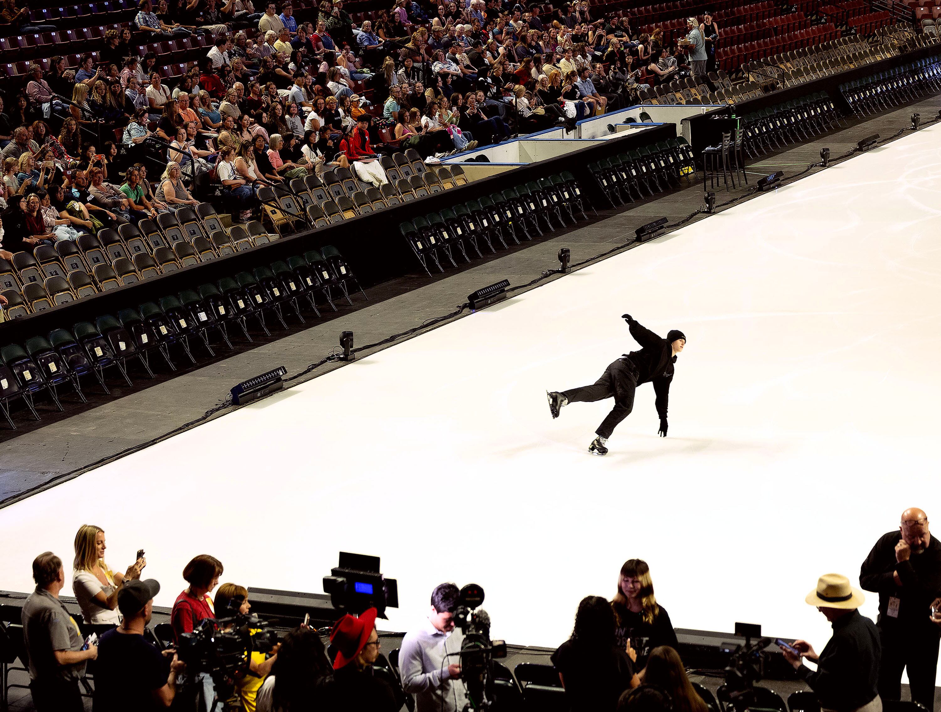American figure skater Ilia Malinin practices for Stifel Stars on Ice at the Maverik Center in West Valley on Thursday. Utah will serve as host of the U.S. Figure Skating Championships for the first time since 1999, with championship-level competition taking place Jan. 5–10, 2027, at the Maverik Center, the site of the 2002 Olympic Winter Games and the upcoming 2034 Olympic Winter Games.
