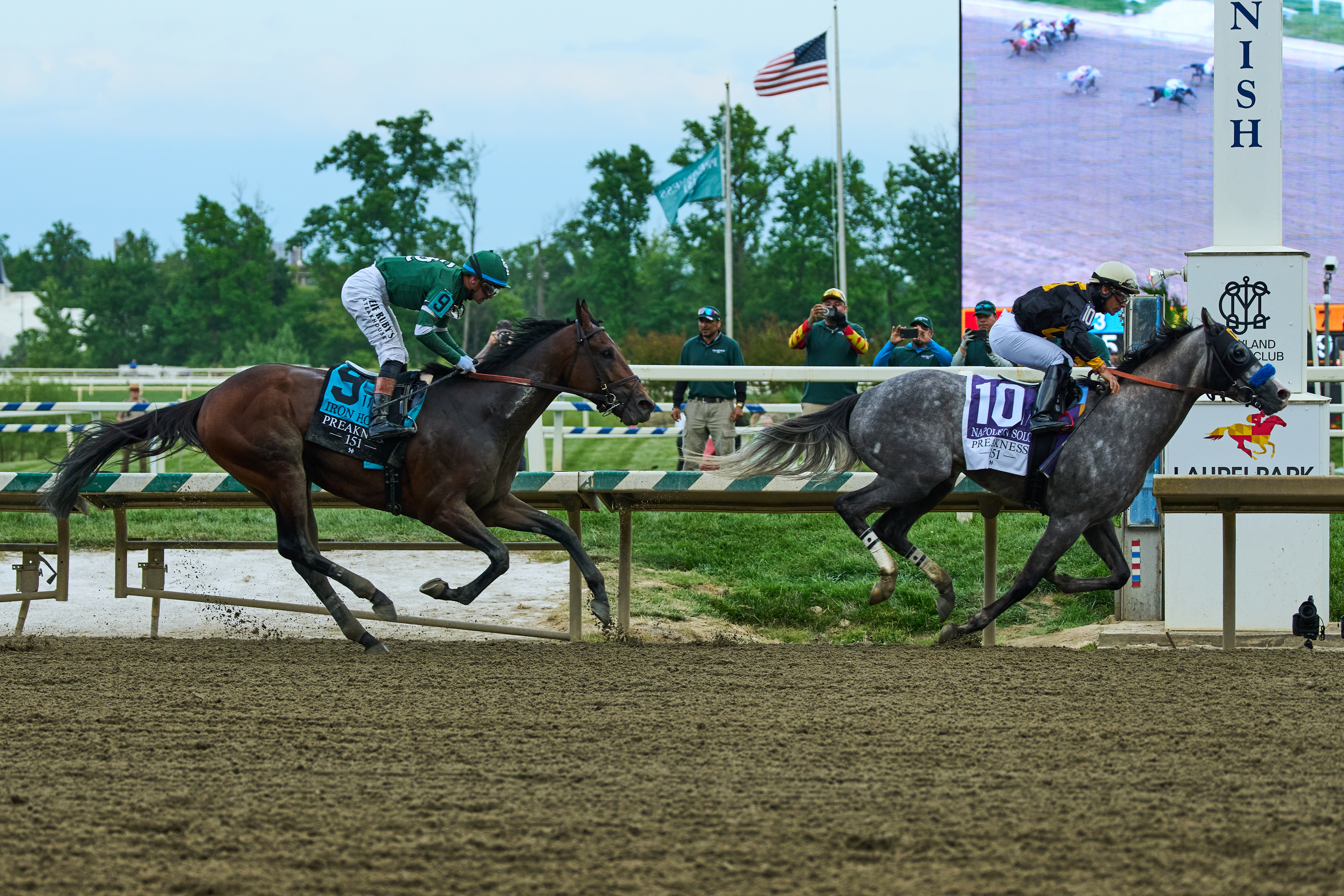 Napoleon Solo holds off Iron Honor to win the Preakness at Laurel Park