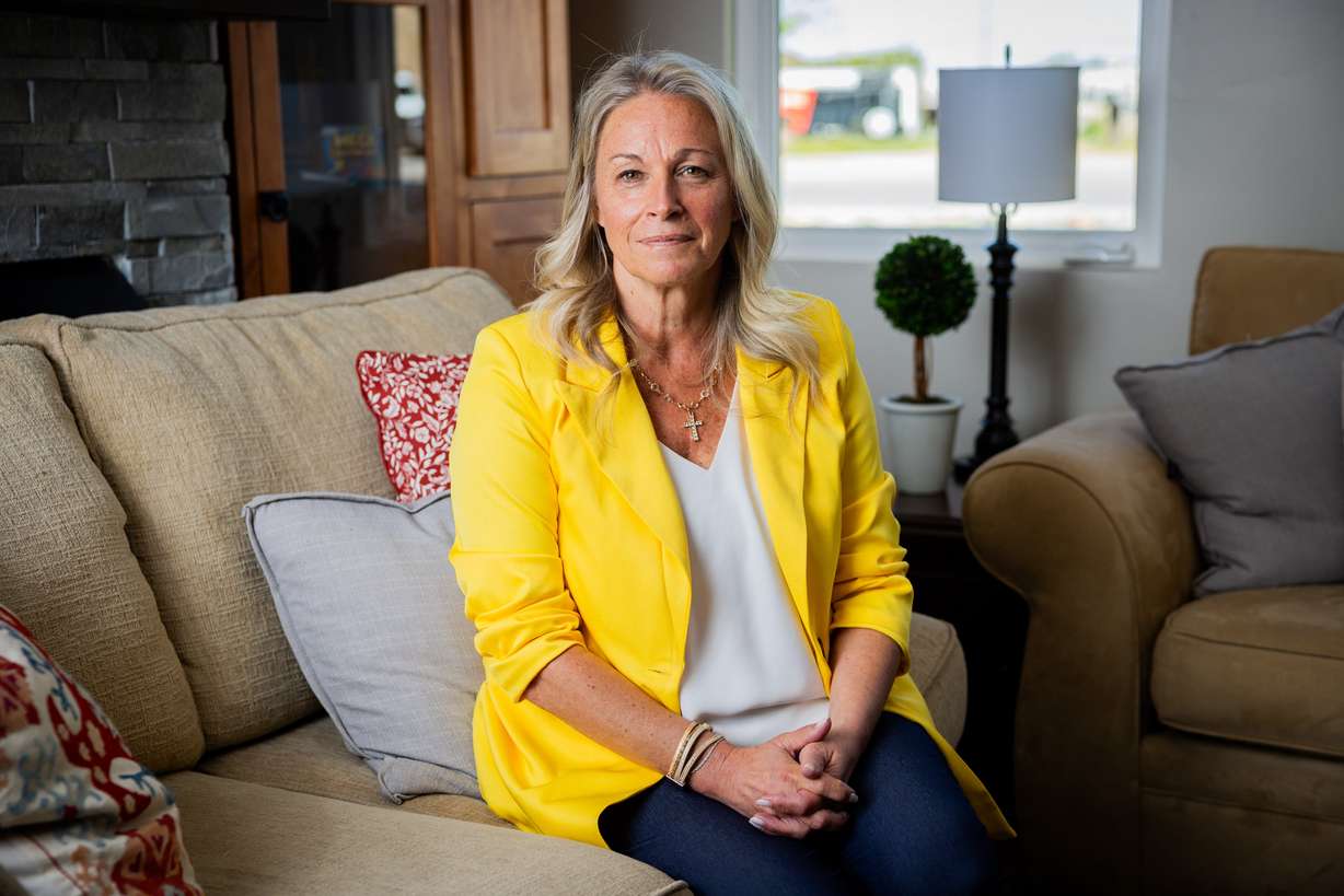 Tonia Tewell, founder and director of Holding Out HELP, a nonprofit that helps people fleeing polygamy with housing, food, clothing and education, poses at Holding Out HELP's office in Draper on May 6.