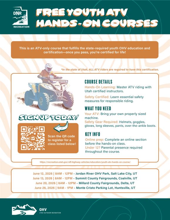 Free Youth <18 ATV Hands-On Course at the Monte Cristo Parking Lot