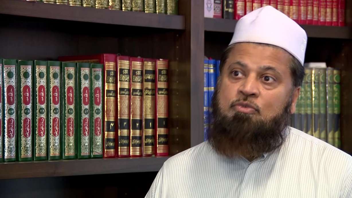Imam Shuaib Din, at the Utah Islamic Center in West Jordan on Monday, talks about the shooting that left three people dead at the Islamic Center of San Diego on Monday.