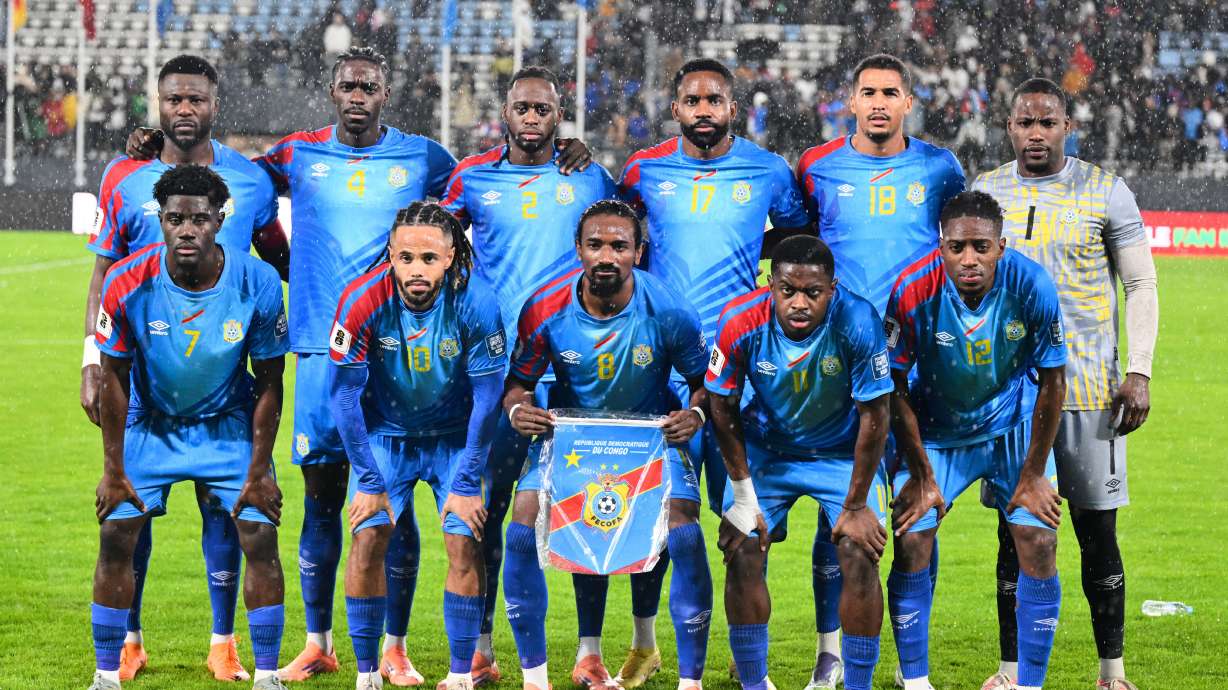 FILE - Congo players pose for a team photo before a World Cup qualifying soccer match against Cameroon, Thursday, Nov. 13, 2025, in Rabat, Morocco.