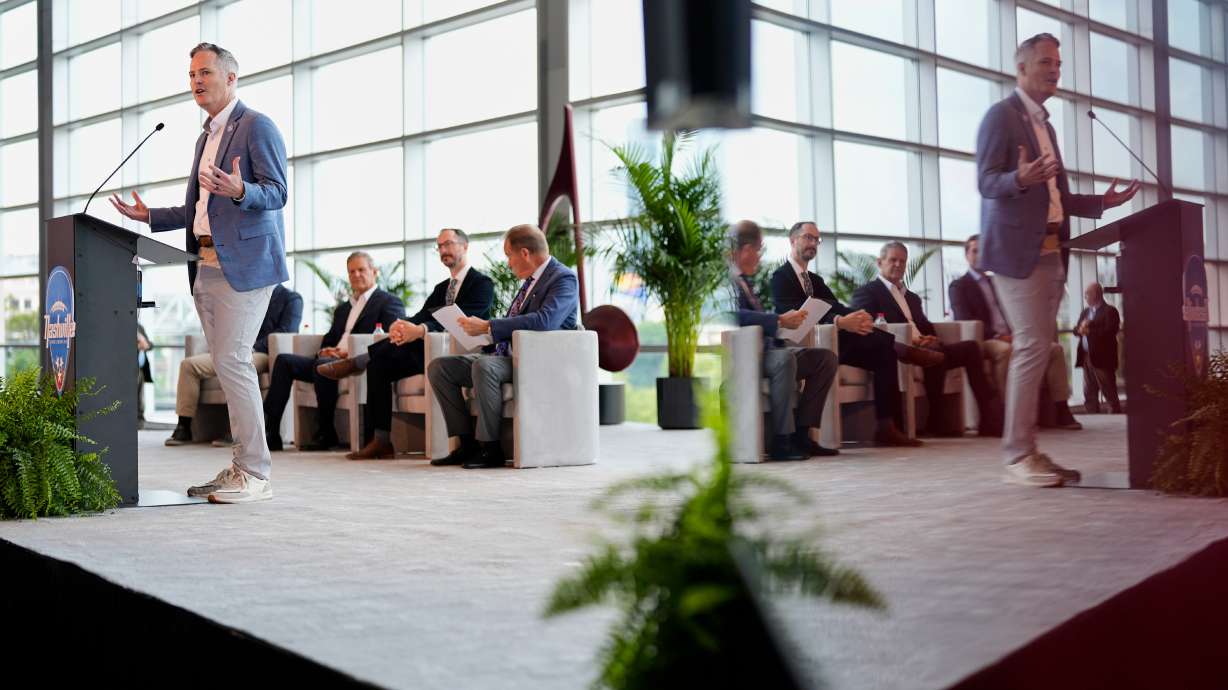 Tennessee Titans President and CEO Burke Nihill speaks during a news conference Wednesday, May 20, 2026, celebrating the 2030 Super Bowl being held at the Tennessee Titans football team's Nissan Stadium in Nashville, Tenn.