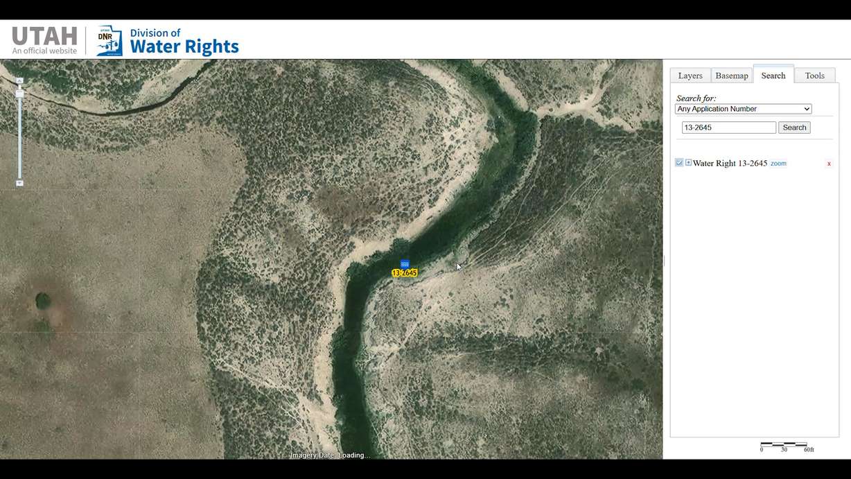 A map of the requested water rights change within the Stratos data center project area, Wednesday. Within hours of the filing, formal protests poured in.
