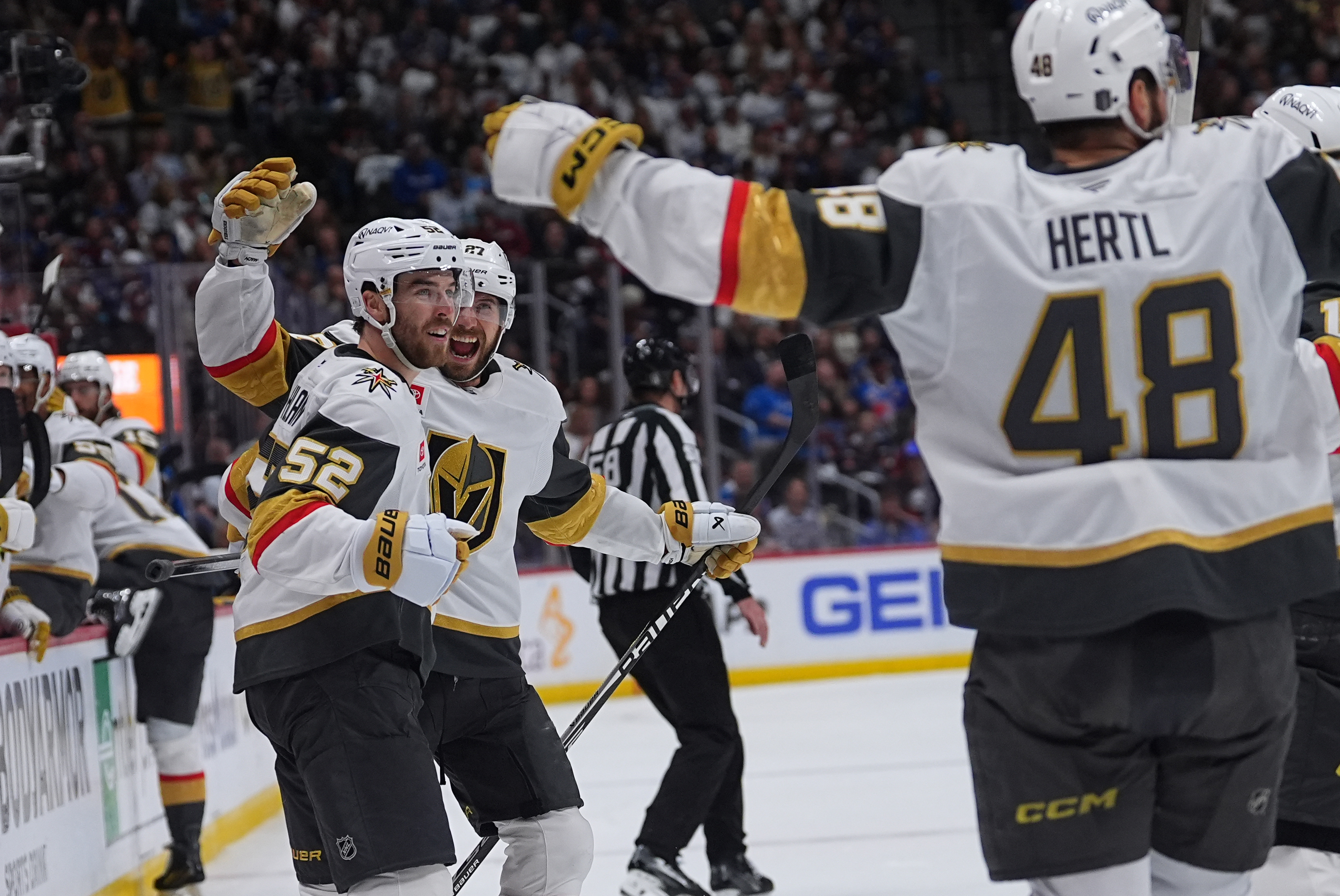 Golden Knights roll to early lead, hold off Avs 4-2 to open Western Conference Final