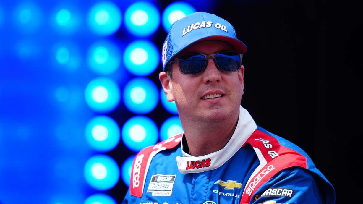 FILE - Kyle Busch is introduced during the NASCAR All-Star auto race at Dover Motor Speedway, Sunday, May 17, 2026, in Dover, Del.