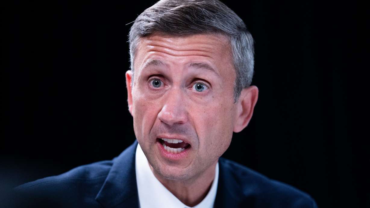 Democratic National Committee chair Ken Martin speaks during an interview with the Associated Press at DNC headquarters, Jan. 12, in Washington. Martin has released a critical study of the party's performance in the 2024 campaign.