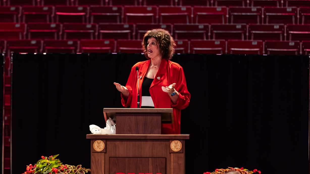 Southern Utah University named Myndee Kay Larsen, who played from 1993 to 1998 and was the first female player to have her jersey retired, as athletic director. She says she wants to focus on giving student-athletes a well-rounded experience.