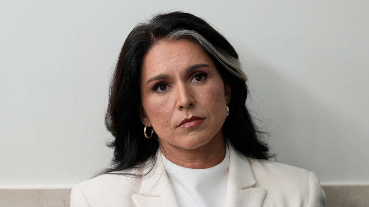 Director of National Intelligence Tulsi Gabbard sits in the James Brady Press Briefing Room at the White House, July 23, 2025, in Washington. She resigned on Friday.
