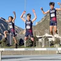Young athletes enjoy a swim while racing annual Steeplechase Showcase at BYU