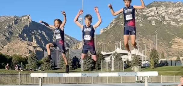 Young athletes enjoy a swim while racing annual Steeplechase Showcase at BYU