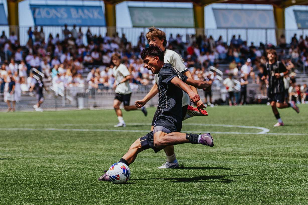 Lone Peak and Farmington play in the 6A boys soccer state championship match, Friday, May 22, 2026 at Zions Bank Stadium in Herriman. Lone Peak won, 3-1.