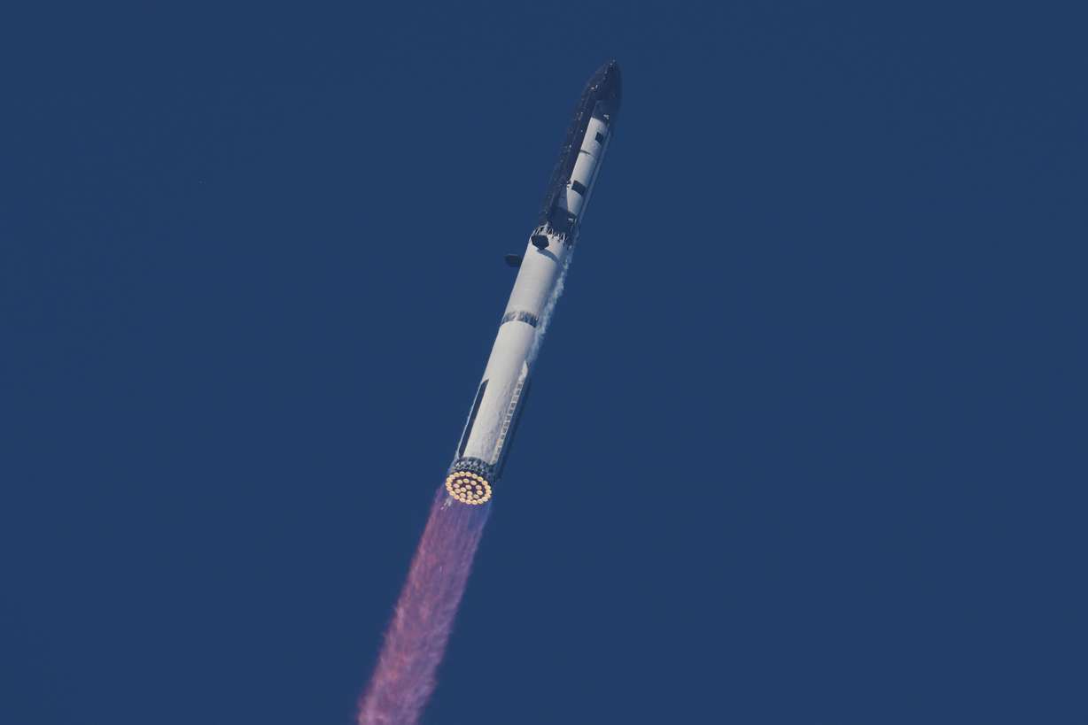 SpaceX's mega rocket Starship makes a test flight from Starbase, Texas, Friday. Unlike previous test flights, none of the rocket elements were recovered.