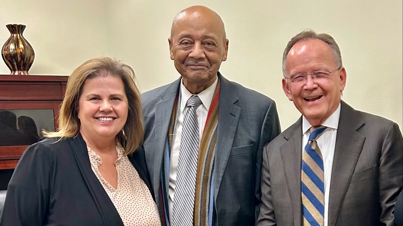 The death of conservative civil rights activist Robert Woodson, center in the photo, is having ripple effects in Utah, where he was a regular visitor. He's pictured in an undated photo with Jamie Renda, left, and Utah Sen. President Stuart Adams.