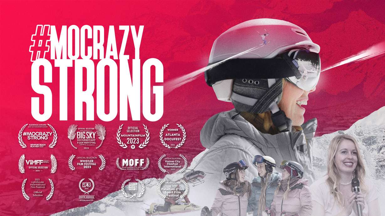 An image of Jamie MoCrazy's documentary highlighting her journey after devastating ski crash, that left her with a traumatic brain injury in 2015.