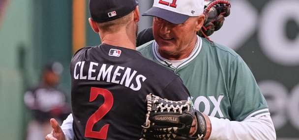 Rocket returns: Roger Clemens throws out 1st pitch to son Kody at Fenway