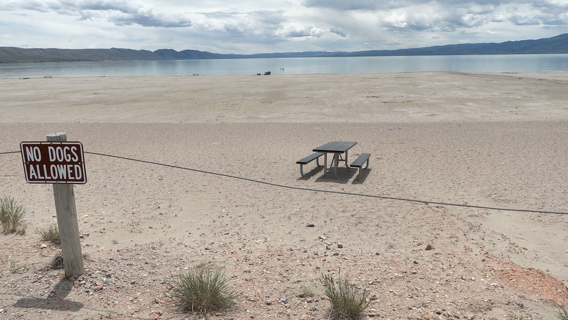 A wide open north beach of Bear Lake in Idaho, Friday. The wide open spaces are largely due to water levels that have peaked early due to low spring runoff.