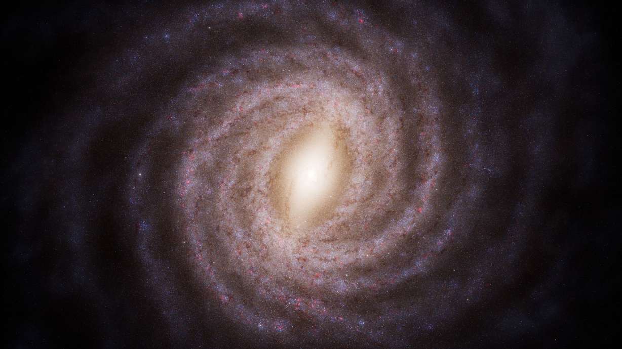 An artist's impression depicts the Milky Way based on data from the Gaia telescope.