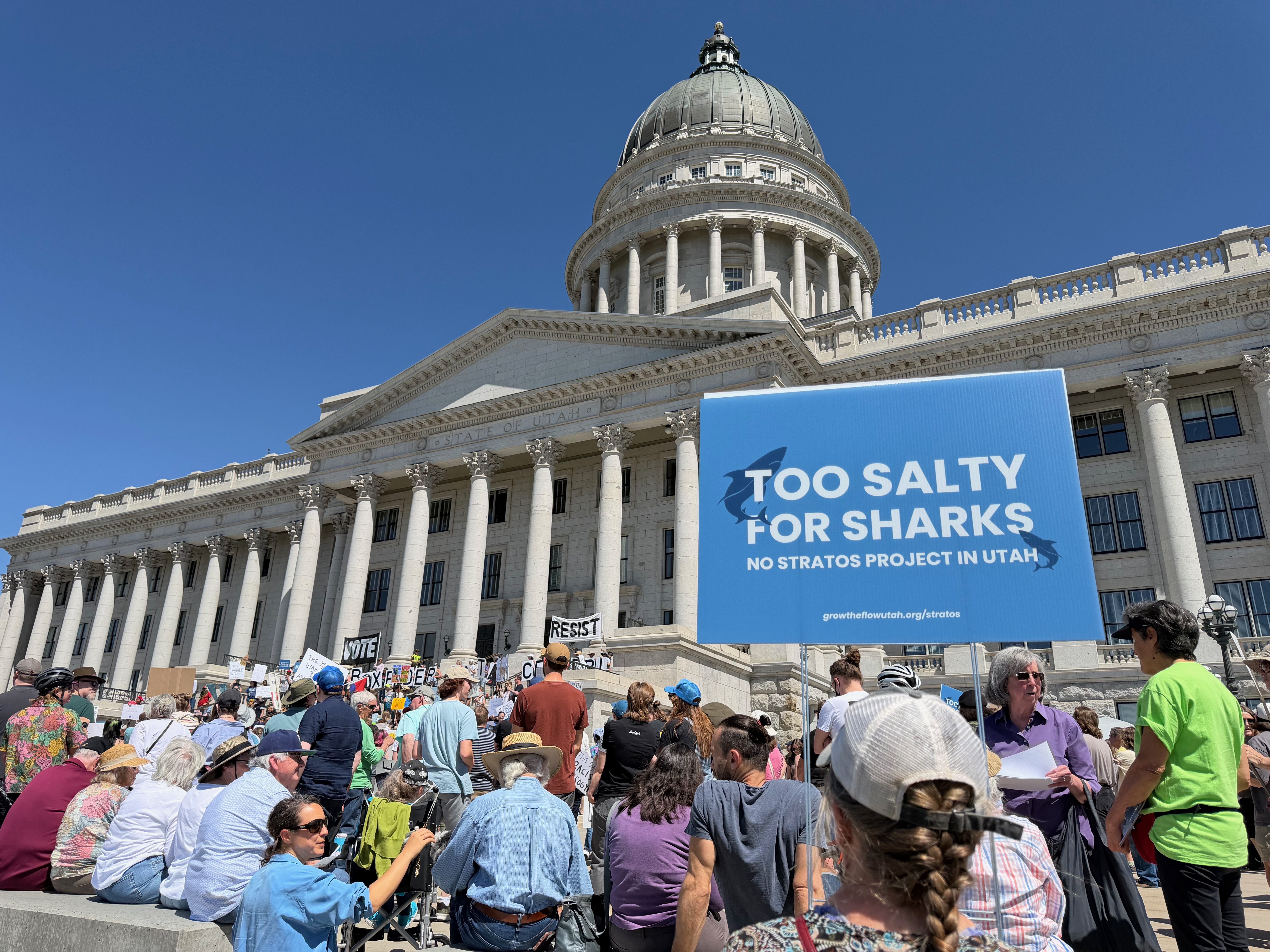 'This is our water': Hundreds of Utahns rally against proposed Box Elder data center
