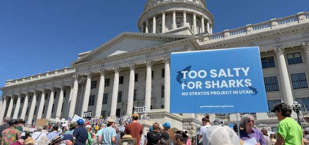 'This is our water': Hundreds of Utahns rally against proposed Box Elder data center