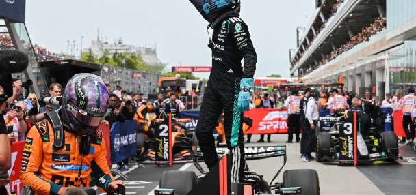 Russell clashes with Mercedes teammate Antonelli in Canadian GP sprint win