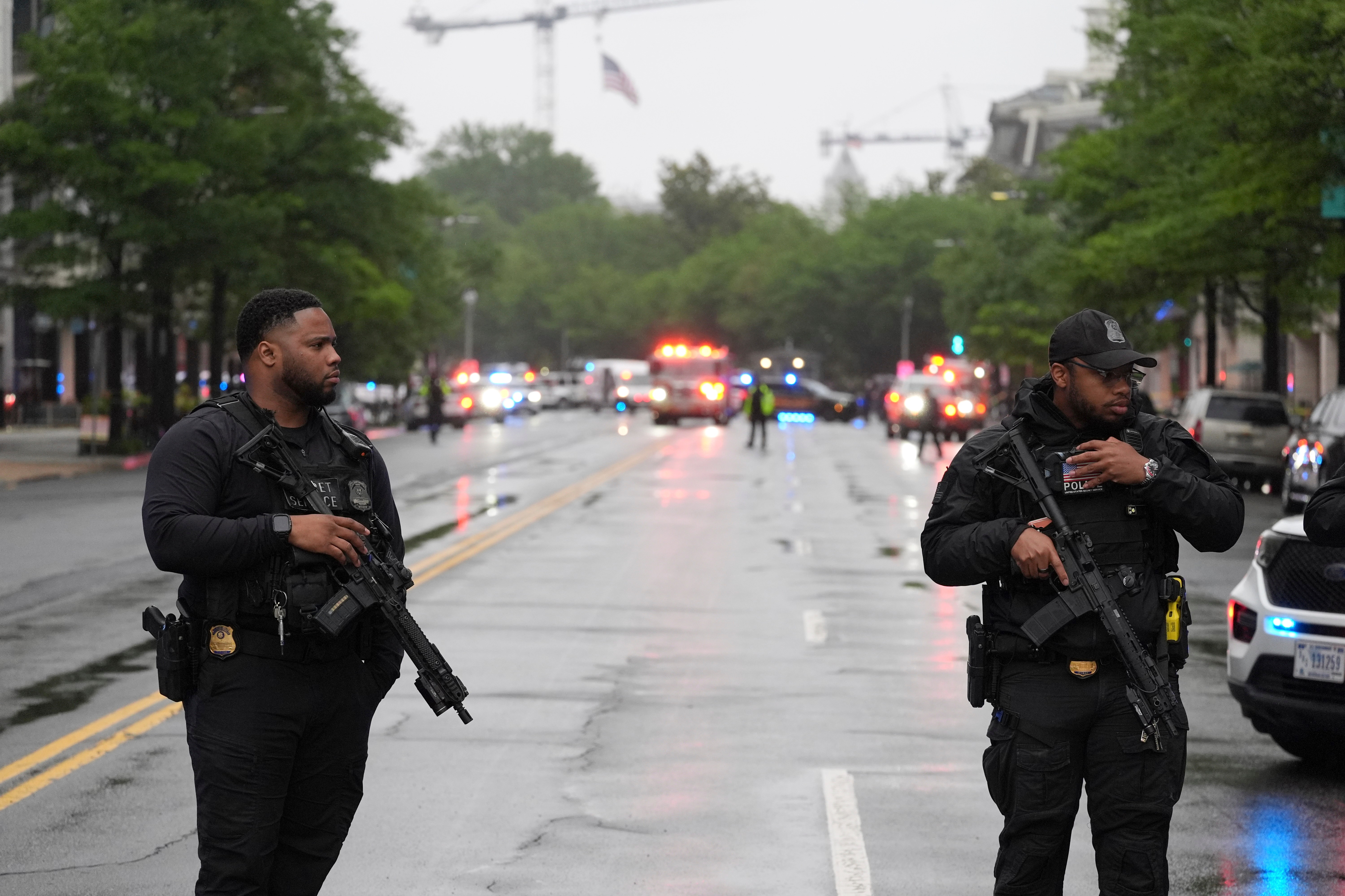 Law enforcement authorities respond to reports of shots fired near White House