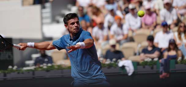 Gotta go: Home player Arthur Gea takes emergency bathroom break during French Open debut