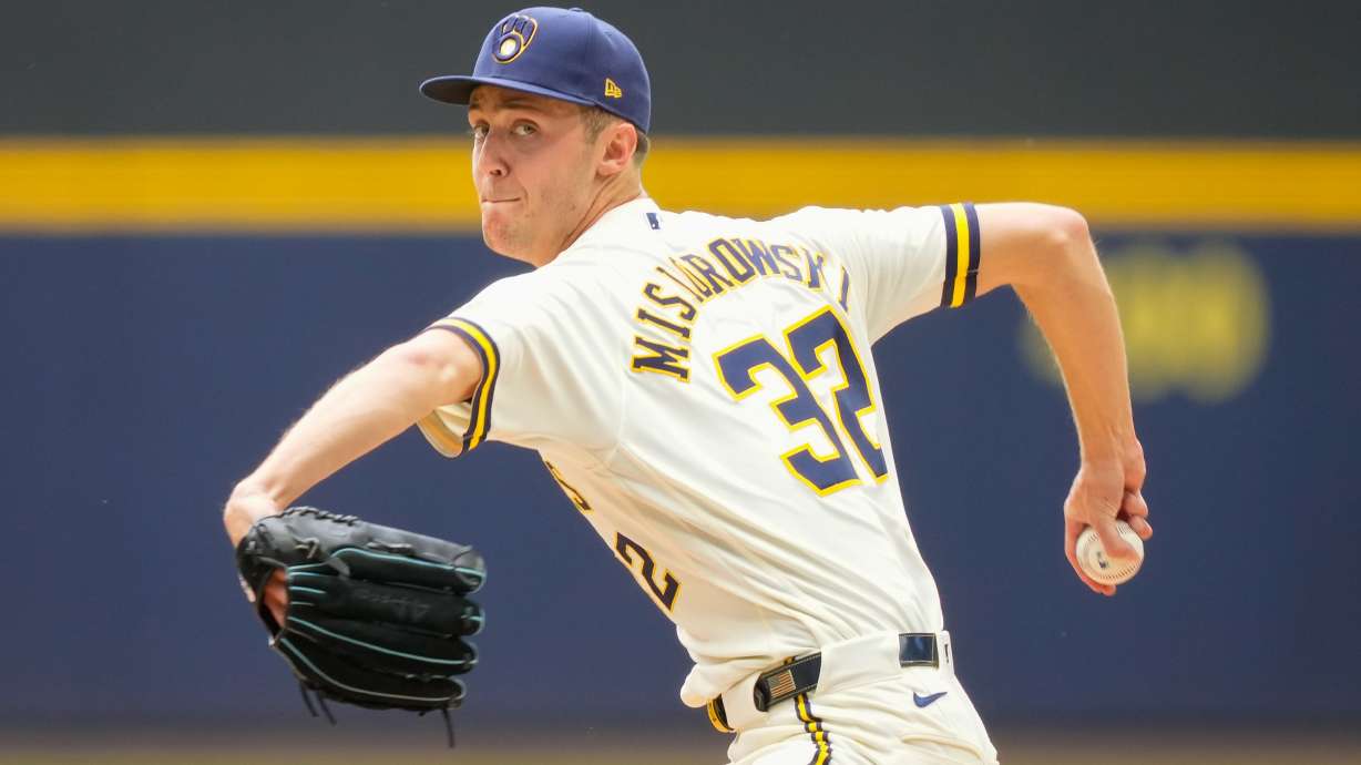 Milwaukee Brewers pitcher Jacob Misiorowski throws during the first inning of a baseball game against the St. Louis Cardinals Monday, May 25, 2026, in Milwaukee.