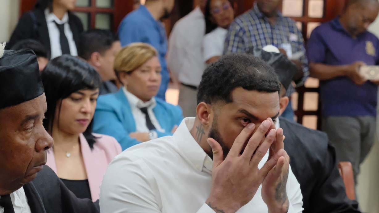 Ex-Tampa Bay Rays shortstop Wander Franco gestures in court during his trial on charges of sexually abusing a minor in Puerto Plata, Dominican Republic, Monday, May 25, 2026.