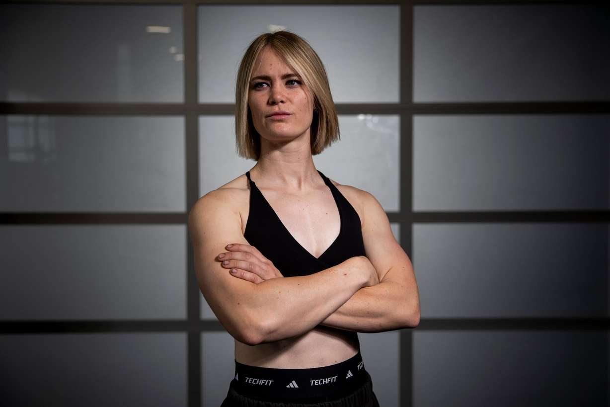 Stuntwoman Katelynn Olson poses for a portrait after a workout at P1 Athlete in Lehi on May 17. Olson leaned into her identity as an athlete to break into the film business.