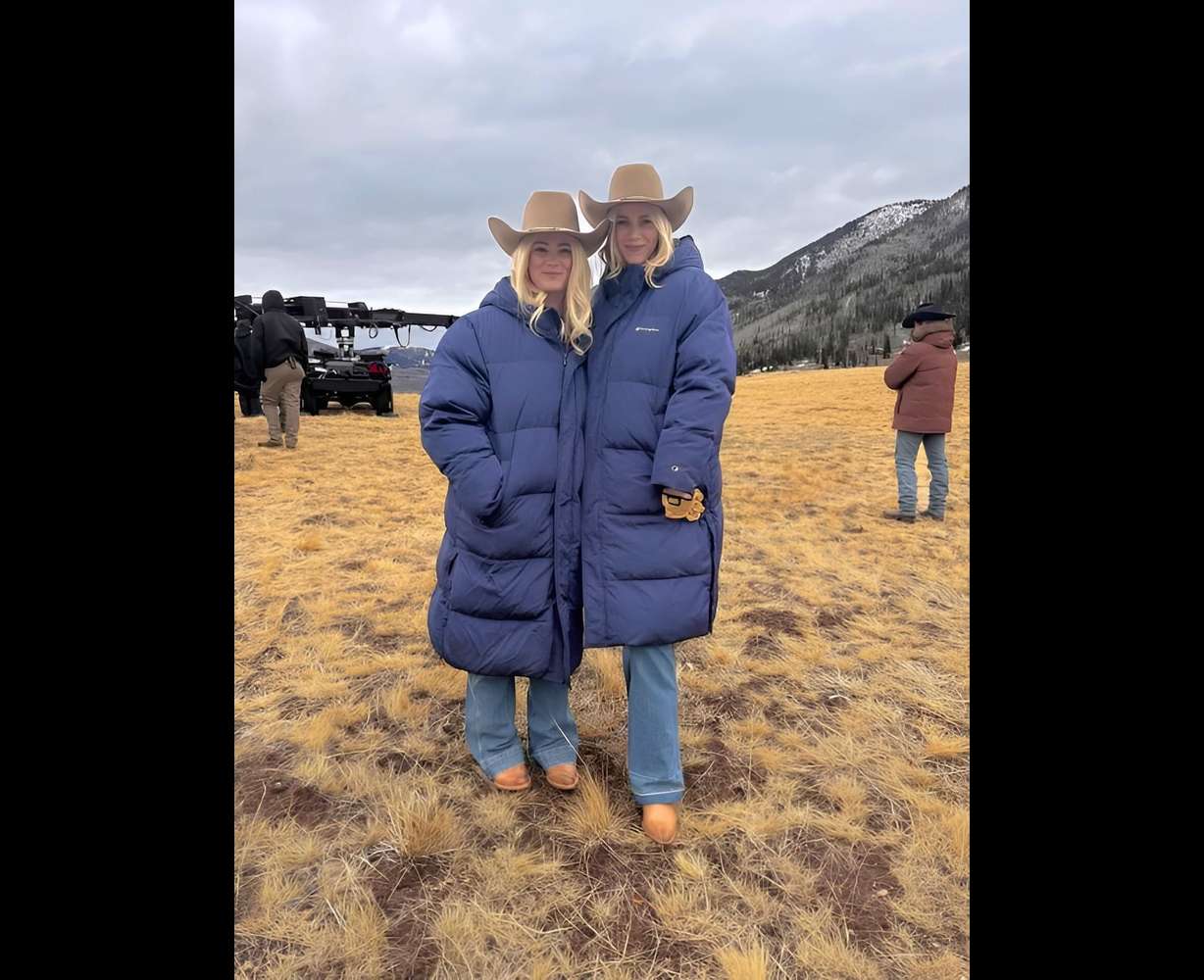 Dolly Weaver, who plays Ellyn Jameson on "Marshals," poses with stunt double Katelynn Olson at Thousand Peaks Ranch in Oakley, Summit County, in November 2025. Olson kept fighting through and networked her way onto the show.