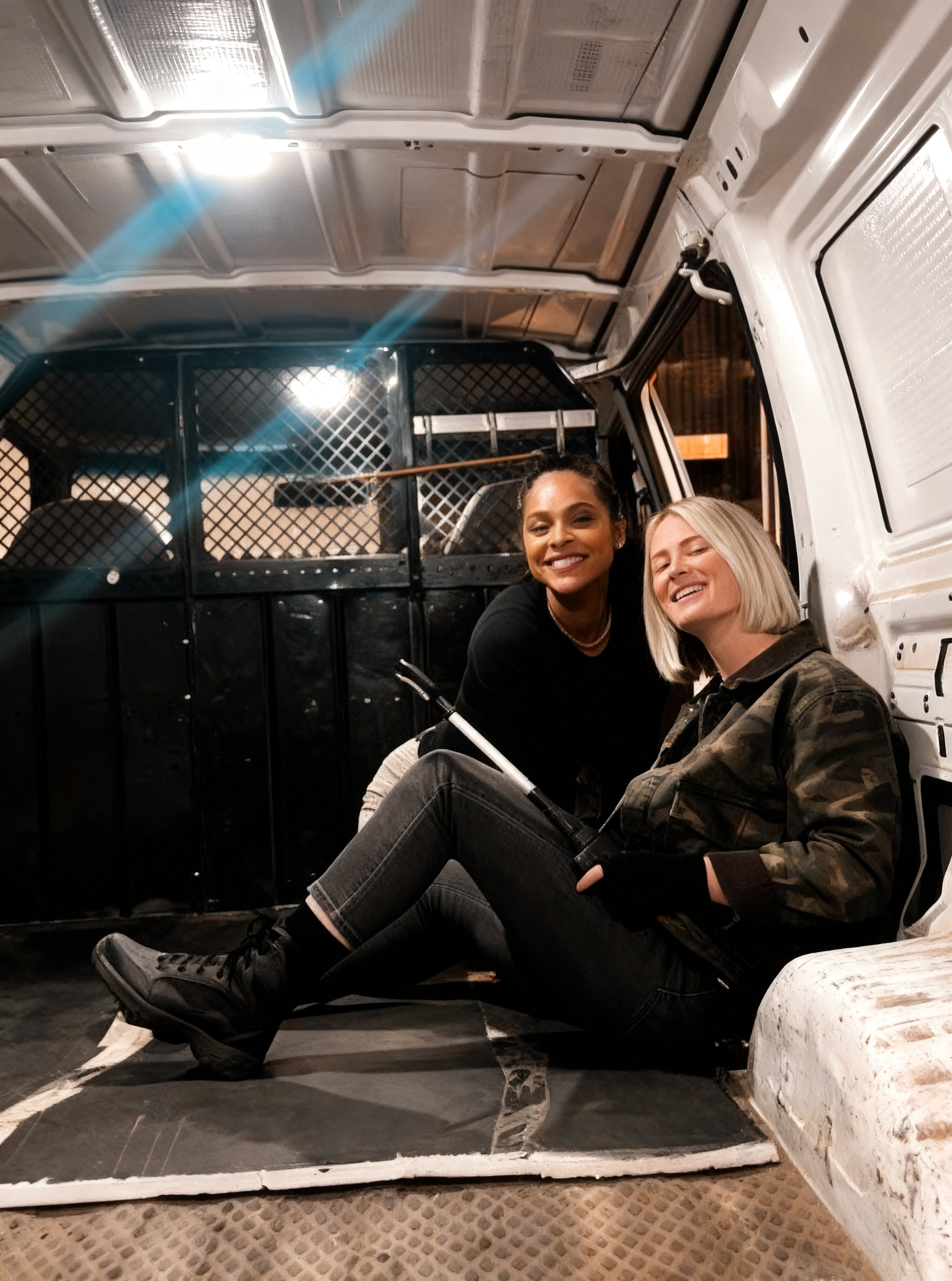 Katelynn Olson and Ash Santos, who plays Andrea Cruz, left, pose between filming on set of "Marshals" at Park City Studio, in Park City on Oct. 17. Santos advocated for Olson to be a stunt performer on the show.