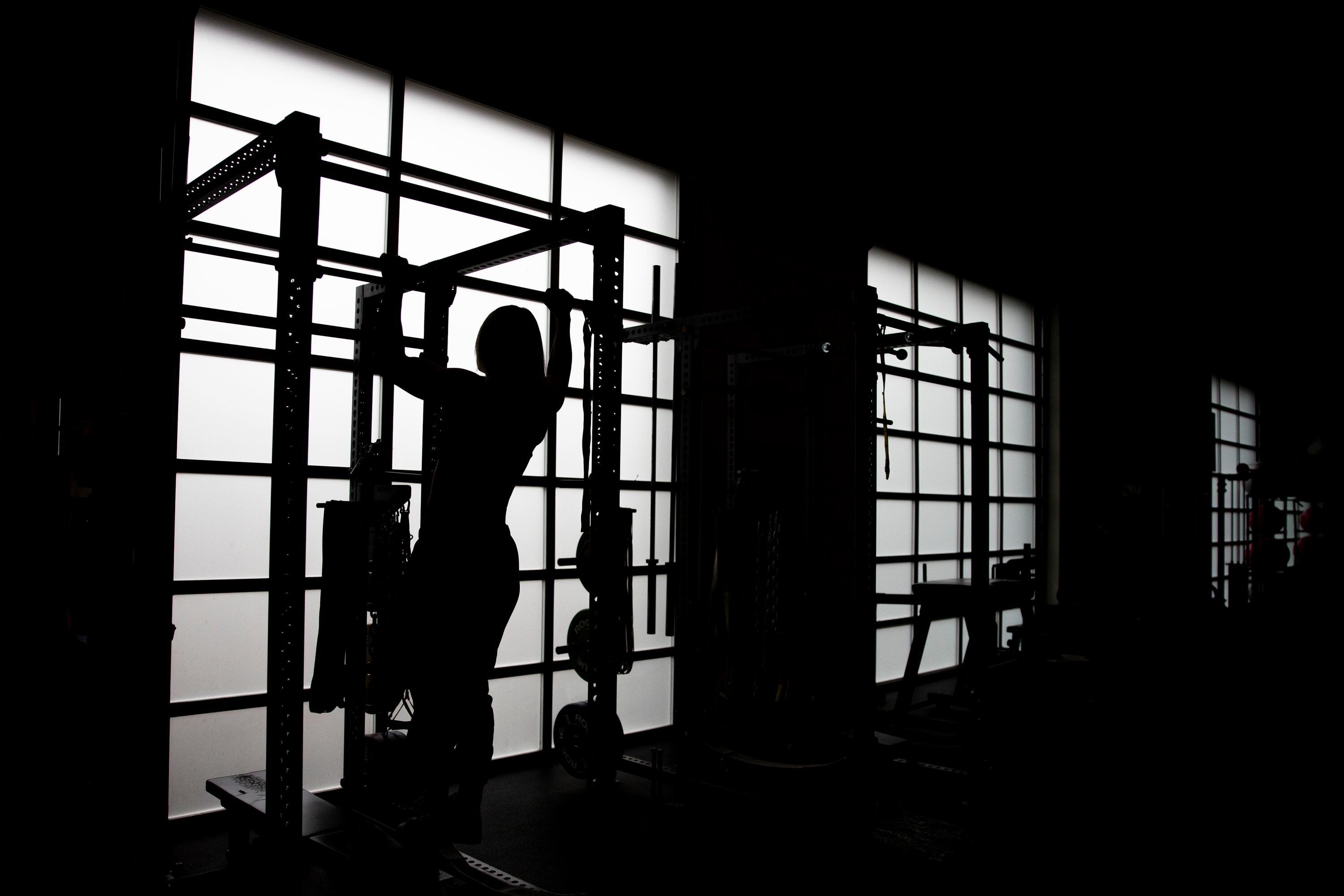 Stuntwoman Katelynn Olson works out at P1 Athlete in Lehi on May 17. Olson carries more muscle mass than any athlete and uses it to her advantage as a stunt performer.