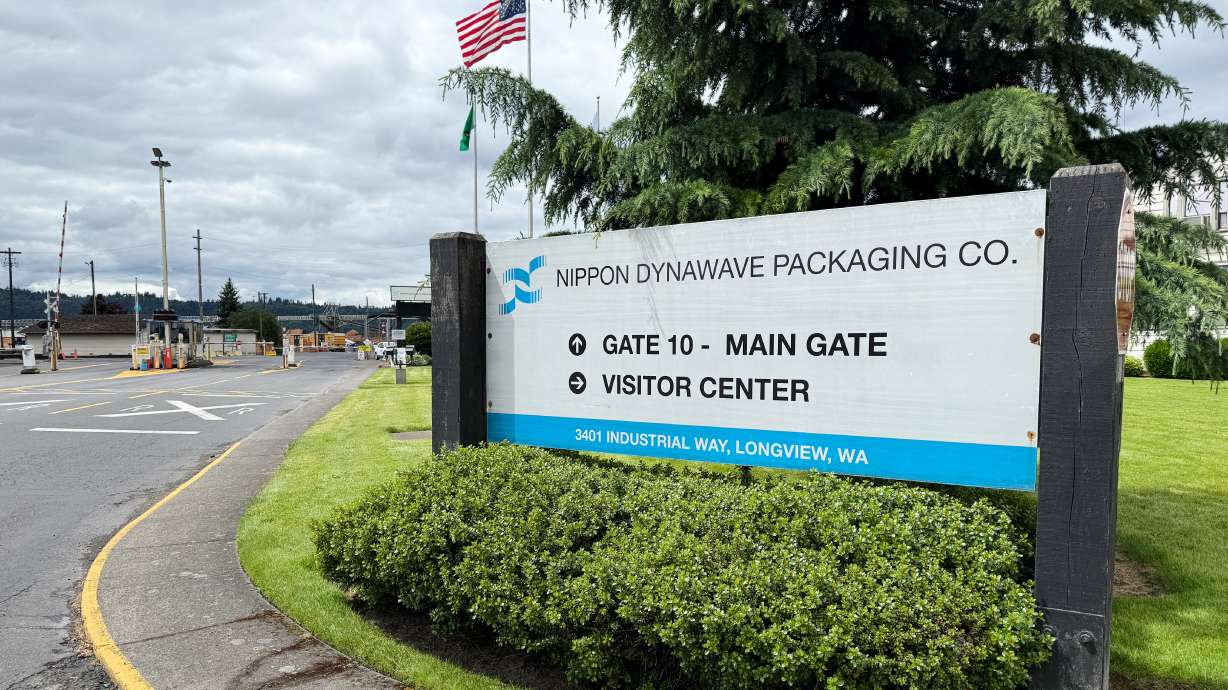 The exterior of the Nippon Dynawave Packaging Co. is shown, after a tank containing hazardous liquid imploded on Tuesday in Longview, Wash. The explosion injured at least 10 and left an undisclosed number of people dead.