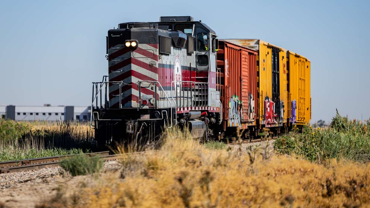 A Salt Lake Garfield and Western Railway train near BNSF Railway's new Salt Lake City Intermodal Facility in Salt Lake City on July 31, 2025. The company got $500,000 from the Utah Inland Port Authority on Thursday.