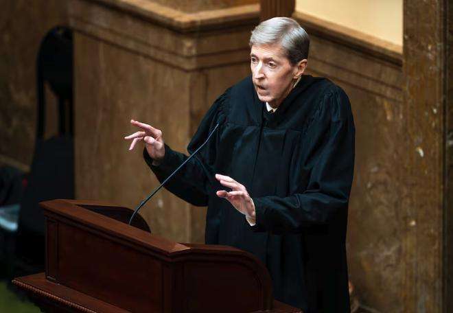 Chief Justice Matthew Durrant stands in the House of Representatives as he delivers the State of the Judiciary address on the first day of the 2026 legislative session in Salt Lake City on Jan. 20.