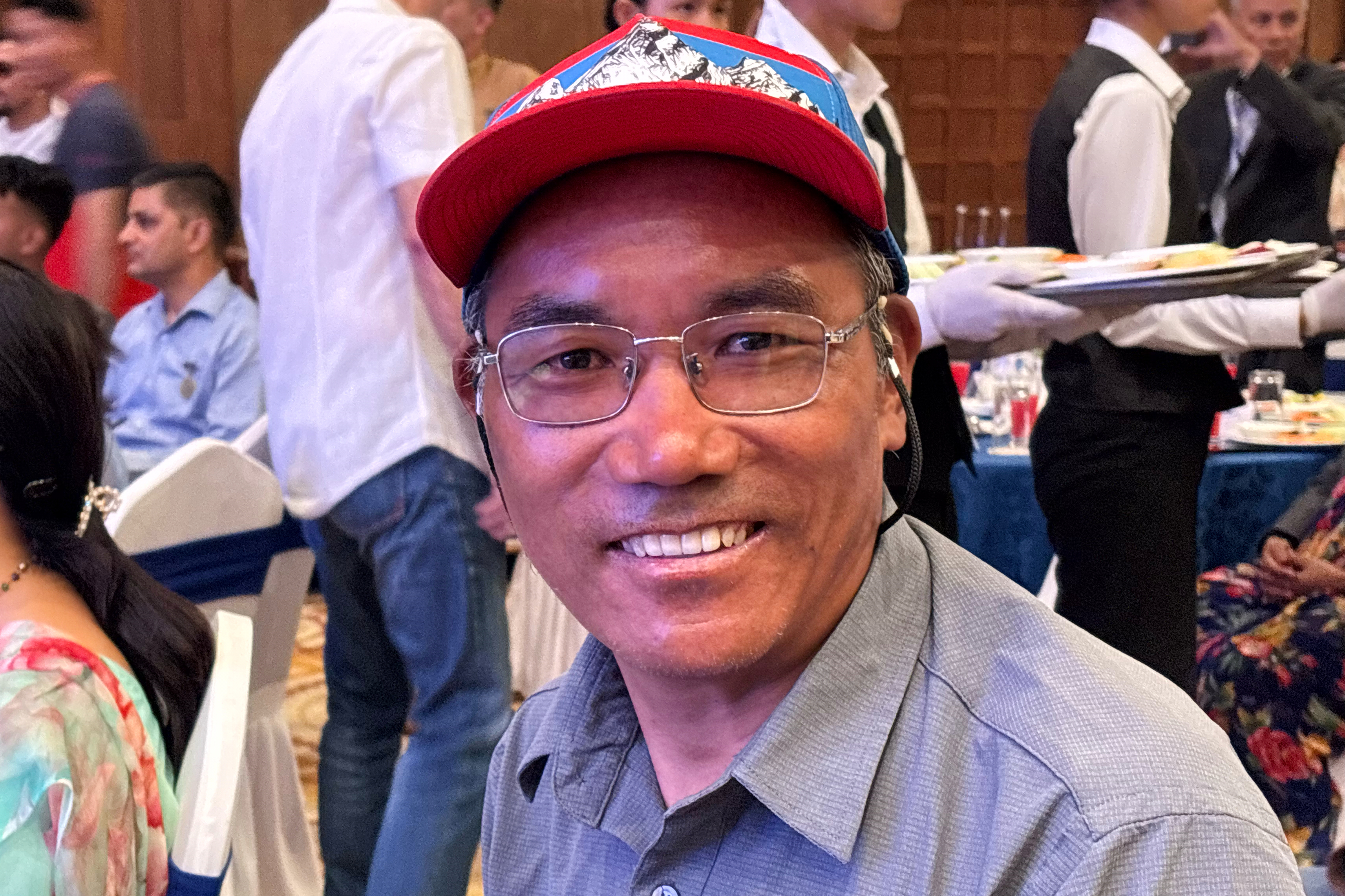 Kami Rita Sherpa, a renowned Mount Everest guide, attends the 'Everest Summiteers Summit' in Kathmandu, Nepal, Wednesday, May 27, 2026. 