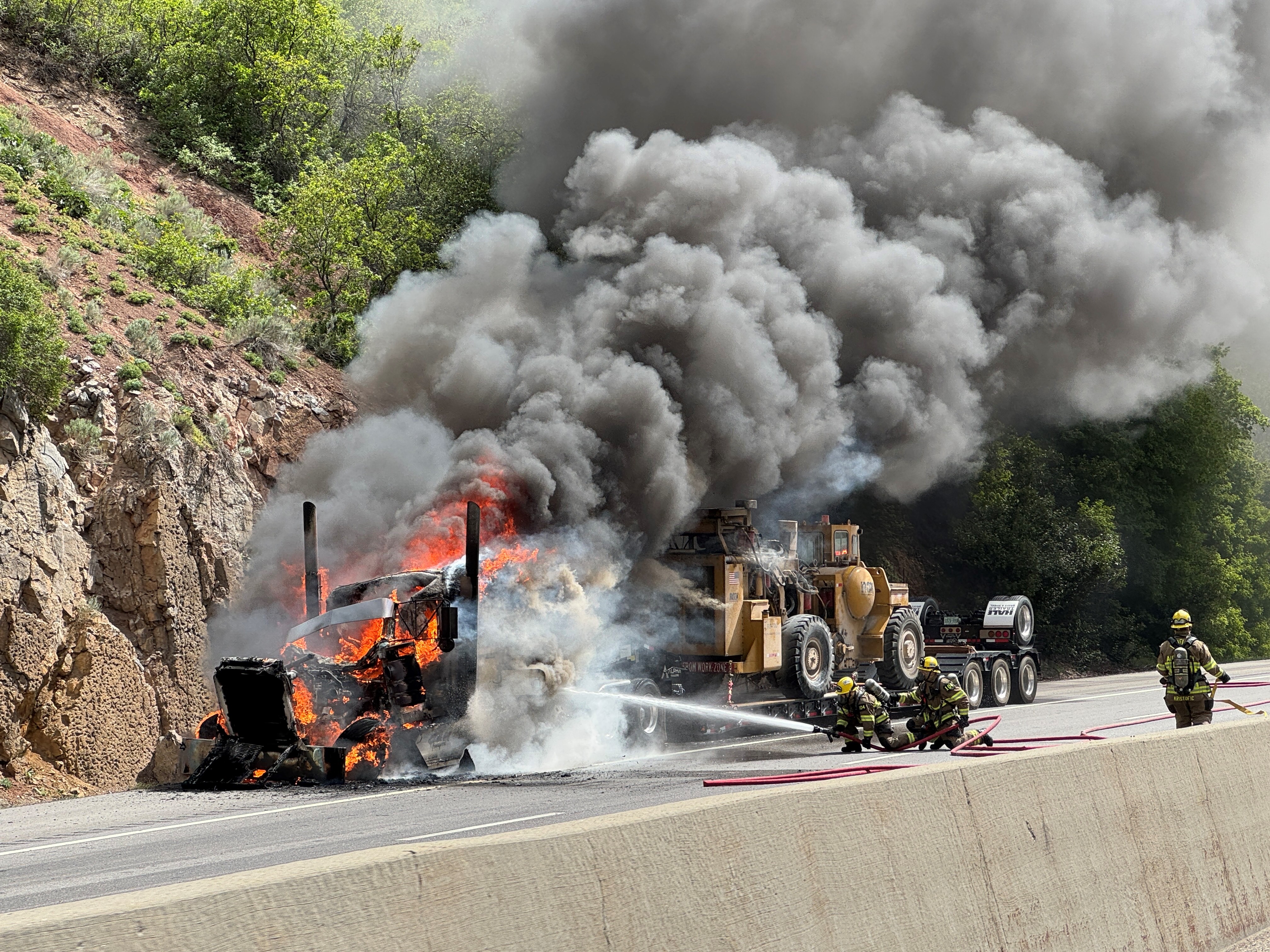 Semitruck fire forces temporary closure of eastbound I-80 in Parleys Canyon
