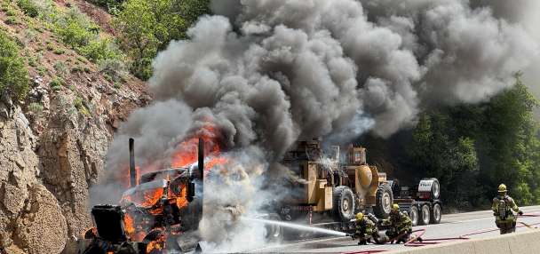 Semitruck fire forces temporary closure of eastbound I-80 in Parleys Canyon