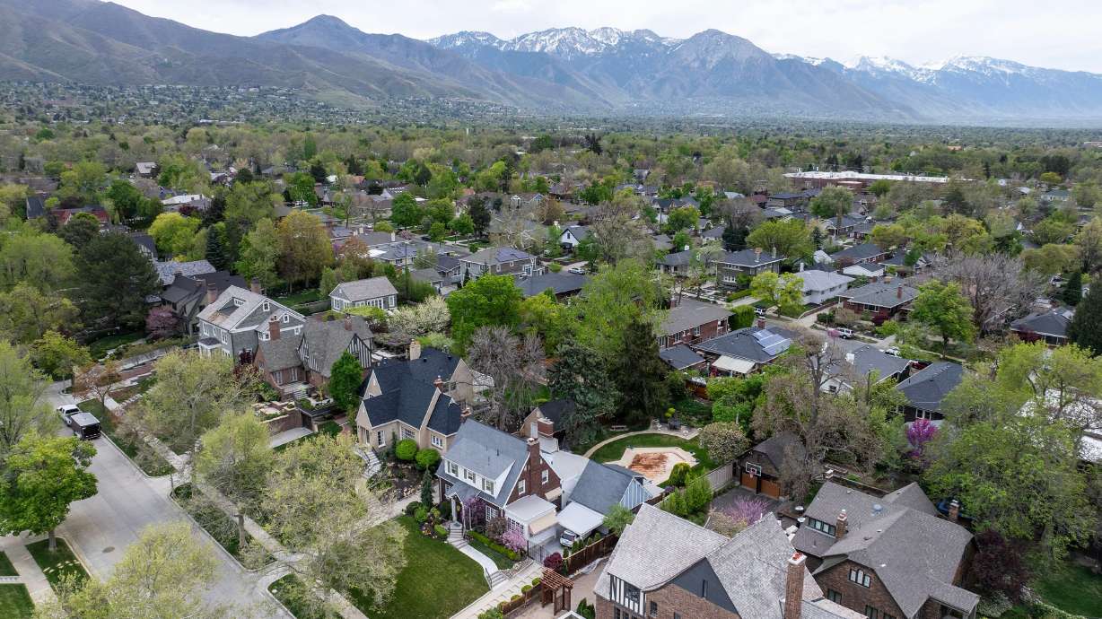 Homes stand in Salt Lake City on April 10, 2026. A proposed ordinance to allow more housing types within the vast majority of Salt Lake City's residential neighborhoods received a key endorsement.