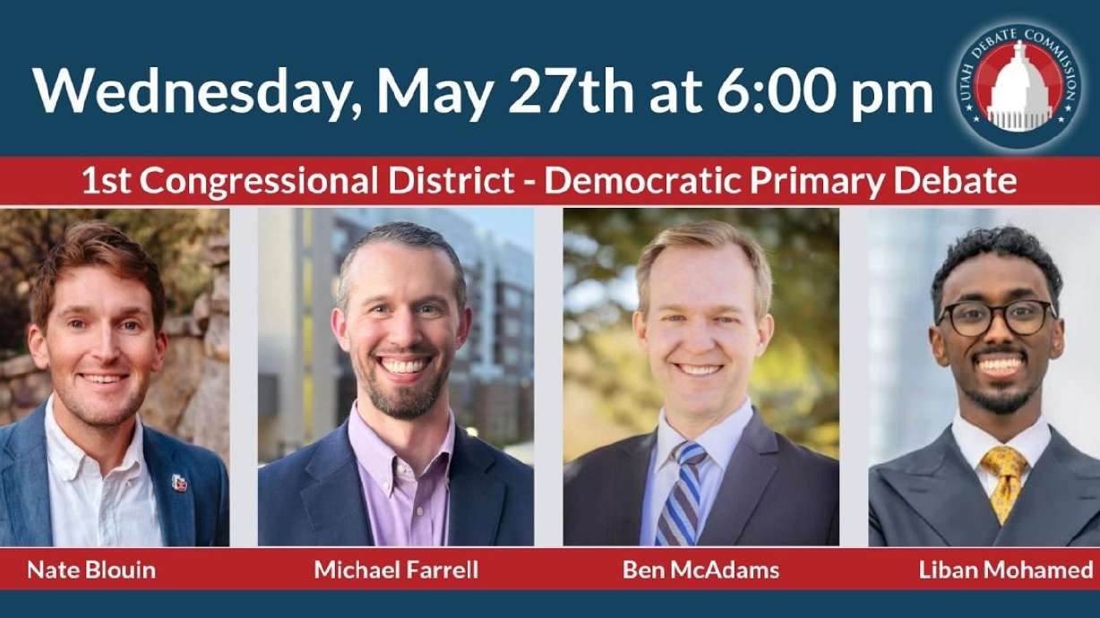 Democratic candidates for Utah's 1st Congressional District are pictured from left: Nate Blouin, Michael Farrell, Ben McAdams and Liban Mohamed.