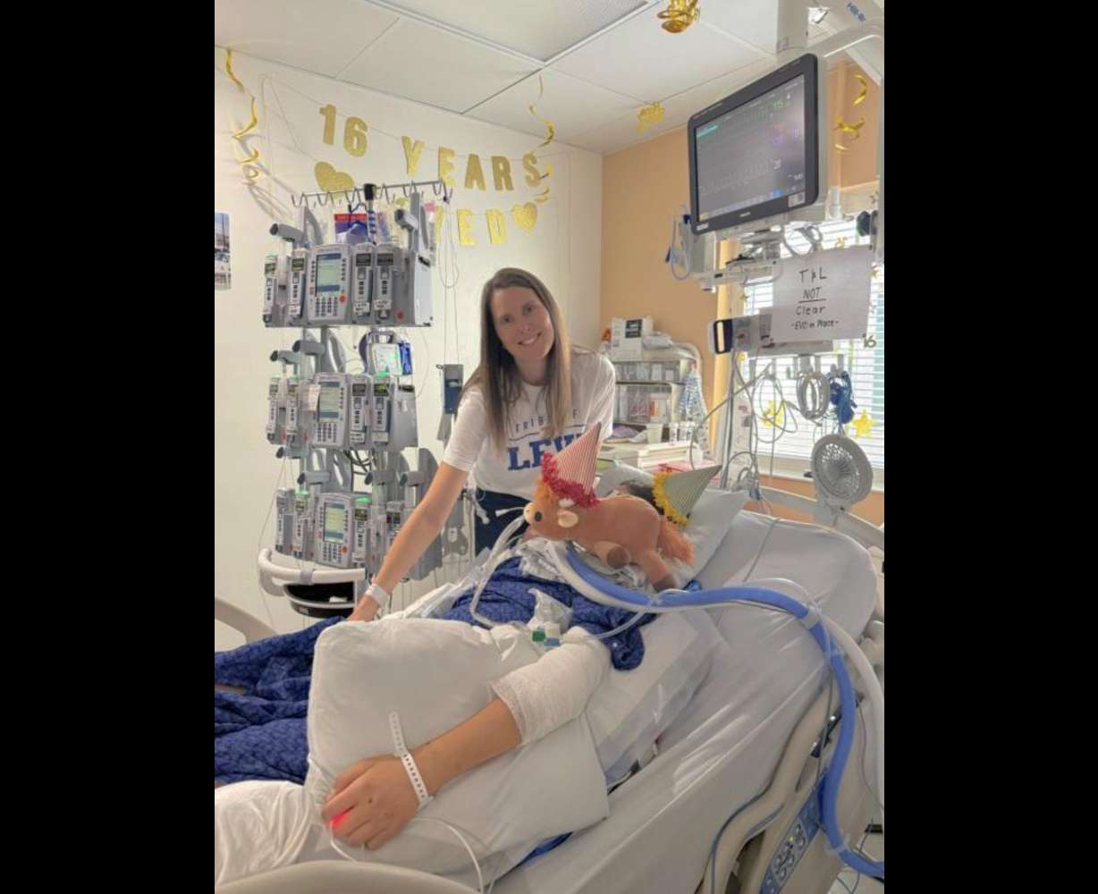 Amy Teemant pictured with Levi Teemant at Primary Children’s Hospital. Levi turned 16 while in a medically induced coma.